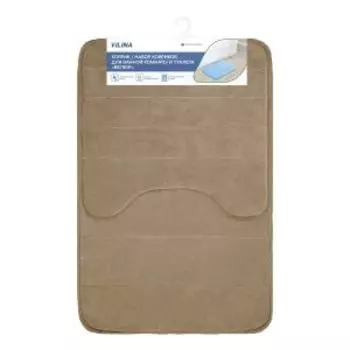 Набор ковриков для ванной комнаты и туалета Велюр, 50х80 и 50х50 см, мокко