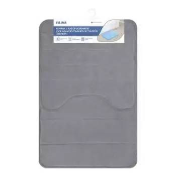 Набор ковриков для ванной комнаты и туалета Велюр, 50х80 и 50х50 см, светло-серый