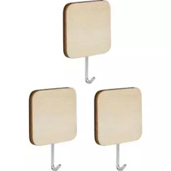 Набор крючков Рыжий кот Древесные, 3 шт, дерево/металл, на самоклеящейся основе