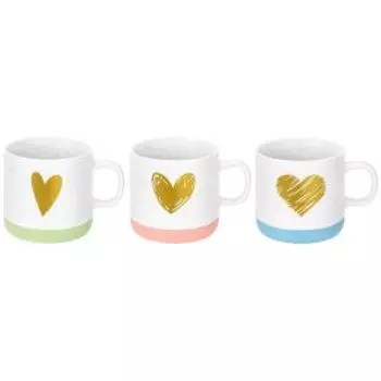 Набор кружек Elan Gallery Сердца, 3 шт, 380 мл, фарфор