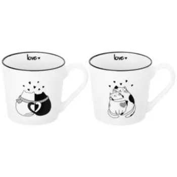 Набор кружек Влюбленные котики, 2 шт, 390 мл, фарфор