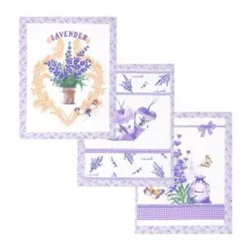 Набор кухонных полотенец Арт Дизайн Сиреневая дымка, 3 шт, 45х60 см, рогожка