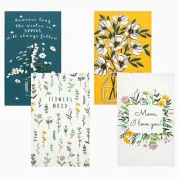 Набор кухонных полотенец Доляна Hello spring, 4 шт, 35х60 см, вафля