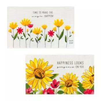 набор кухонных полотенец ДОЛЯНА 35х60см-2шт, вафля 160г/м2, хл.100% Happiness looks