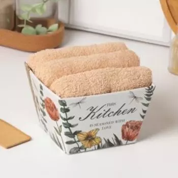 набор кухонных полотенец ЭТЕЛЬ 35х50см - 3шт, махра 340г/м2, хл.100% This Kitchen бежевые