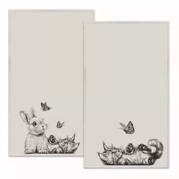 Набор кухонных полотенец Любопытные, 2 шт, 35х60 см, хлопок/лен