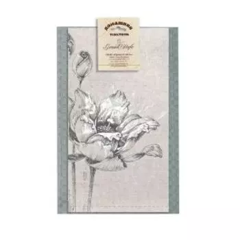 Набор кухонных полотенец Мак, 2 шт, 39х60 см, полулён, вафля, шелкография