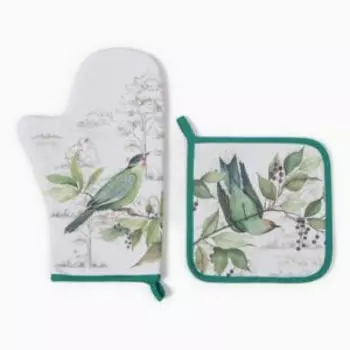 Набор кухонный Этель Птицы, 2 прихватки, 20х28 и 19х19 см, саржа