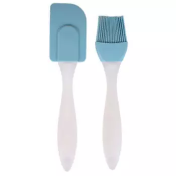 Набор лопатка с кисточкой, силикон, оранжевый