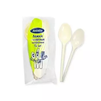набор ложек одноразовых чайных, 16см, 12шт, белые,