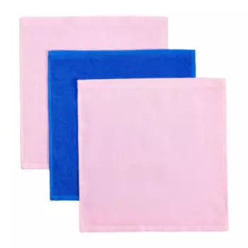 Набор махровых полотенец Этель Happy, 3 шт, 30х30 см, розовый/синий, махра