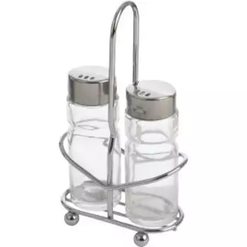 набор MALLONY SPEZIA солонка 40мл, перечница 40мл, подставка, стекло, нерж сталь