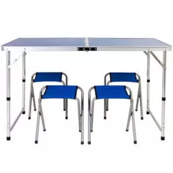 набор мебели для пикника: стол 120х60х70см, металл, МДФ; 4 стула 32х32х33см, металл, полиэстер
