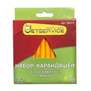 Набор мини карандашей чернографитных Jetservice, HB, 12 шт