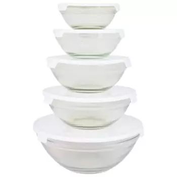 Набор мисок с крышками, стекло/ пластик