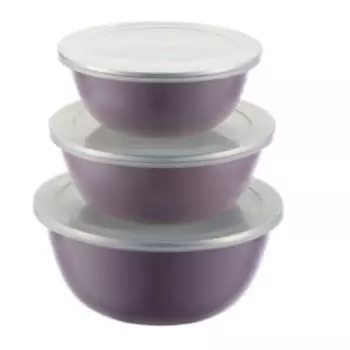 Набор мисок Smalto, 3 шт, 0.6 / 0.9 / 1.4 л, сталь/пластик