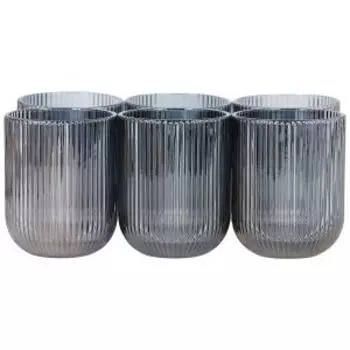 Набор низких стаканов Грани серые, 6 шт, 270 мл, стекло
