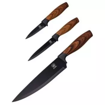Набор ножей Дерево, 3 шт, дерево/сталь/пластик