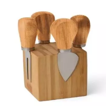 Набор ножей для сыра Maple с подставкой, 4 шт, нерж. сталь/дерево