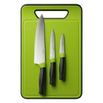 Набор ножей с разделочной доской Nadoba Olivia, 4 предмета, нерж. сталь/пластик/резина