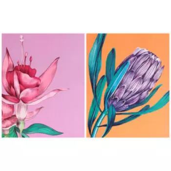 Набор постеров Арт Дизайн Фиолетовые цветы 2, 2 шт, 39х49 см