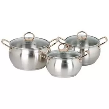 Набор посуды Fanhoff, 6 предметов, 4/3/2.1, нерж. сталь