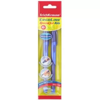 Набор ручек шариковых ErichKrause ErgoLine Kids Stick&Grip Neon, синий, 2 шт