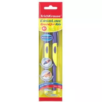 Набор ручек шариковых ErichKrause ErgoLine Kids Stick&Grip Neon, синий, 2 шт