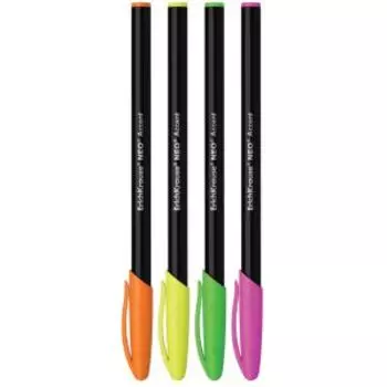 Набор ручек шариковых ErichKrause Neo Stick Accent, 4 шт, синий