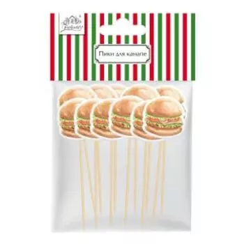 Набор шпажек для канапе Бургер, 12 шт, деревянные