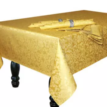 набор: скатерть 180х150 см, салфетки 35х35 6шт, цвет горчица, 88% пэ,12% хлопок, тефлон