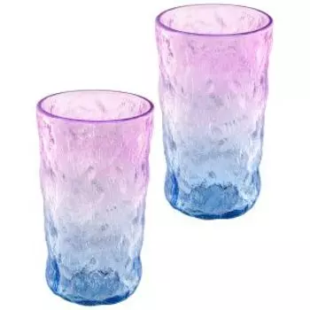 Набор стаканов Elan Gallery Розово-голубые, 2 шт, 360 мл, рельефный, матовый, стекло