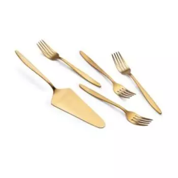 набор столовых приборов APOLLO Lungo Matt Gold 5пр. (лопатка для торта, вилка для торта - 4шт.) нерж.сталь