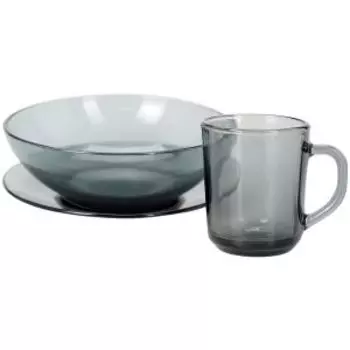 Набор столовый Basilico Lava Grey, 6 персон, 19 предметов, стекло