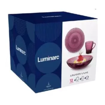Набор столовый Luminarc Луиз Лилак, 4 персоны, 12 предметов, стекло