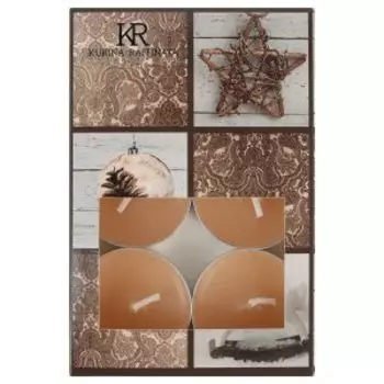 Набор свечей чайных Kukina Raffinata Новогодние узоры, 6 шт, 11.6х7.7 см, ароматические