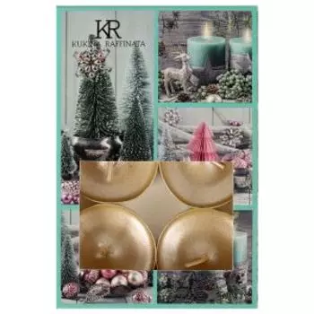 Набор свечей чайных лакированных Kukina Raffinata Шары, 6 шт, 11.6х7.7 см, ароматические, в подарочной коробке