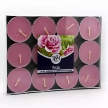 Набор свечей чайных РСМ Роза, 24 шт, парафин, 3-4 часа