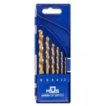 Набор сверл по металлу, 6 шт, HSS, шлифованные, титановое покрытие, угол заточки 135°