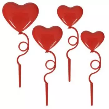 Набор топперов для украшения Сердечки, 4 шт, пластик