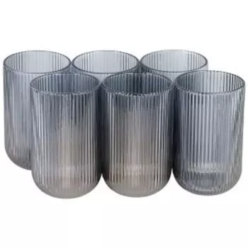 Набор высоких стаканов Грани серые, 6 шт, 450 мл, стекло