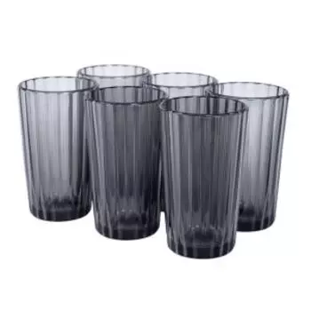 Набор высоких стаканов OSZ Мистерия Графит, 6 шт, 280 мл, стекло