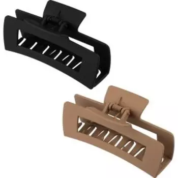 Набор заколок-крабов, 2 шт, матовые, черный и бежевый