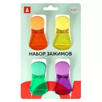 Набор зажимов Д. 4 шт, 7х4х3 см, пластик, в ассортименте