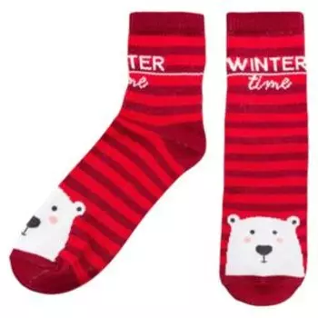 Набор женских носков Kaftan Мишка, 2 пары, размер 36-40, хлопок/полиамид/эластан, красный