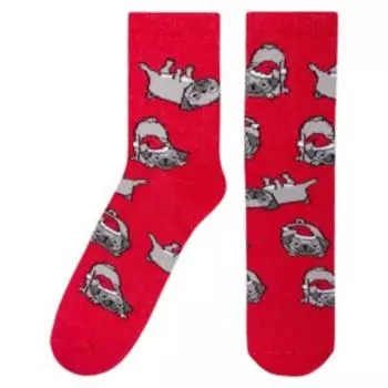 Набор женских носков Kaftan Мопс, 2 пары, размер 36-40, хлопок/полиамид/эластан, красный