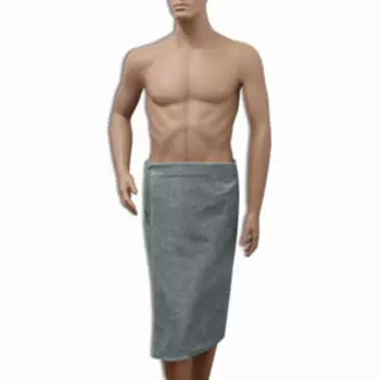 Накидка для сауны махровая мужская, 75х150 см, светло-серый, хлопок