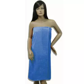 Накидка для сауны махровая женская, 75х150 см, светло-голубой, хлопок