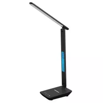 Настольный светильник светодиодный сетевой ФОТОН, 11Вт, USB, Qi зарядка, черный