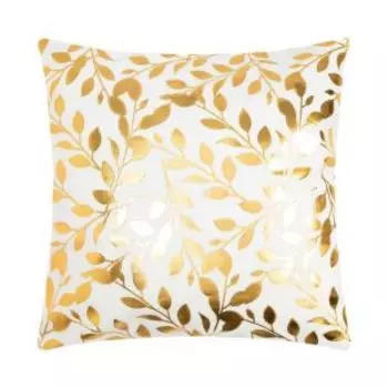 Наволочка декоративная Экономь и Я Листья, 40х40 см, полиэстер, белый